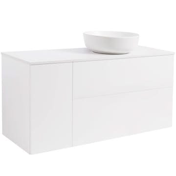 Tvättställsskåp Alterna Isella Tvättkorg med Bänkskiva Kvartskomposit och Runt Tvättställ