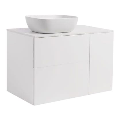 Tvättställsskåp Alterna Isella Tvättkorg med Bänkskiva Kvartskomposit och Rektangulärt Tvättställ