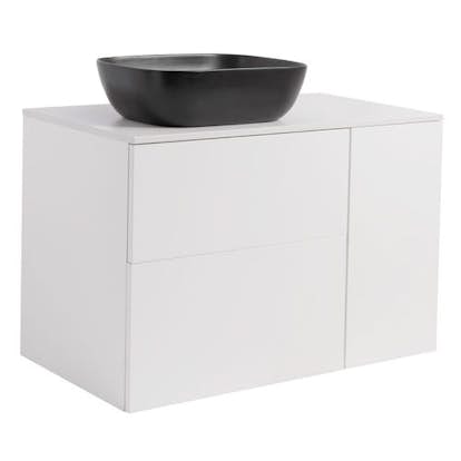 Tvättställsskåp Alterna Isella Tvättkorg med Bänkskiva Kvartskomposit och Rektangulärt Tvättställ