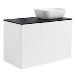 Tvättställsskåp Alterna Isella Tvättkorg med Bänkskiva Kvartskomposit och Rektangulärt Tvättställ