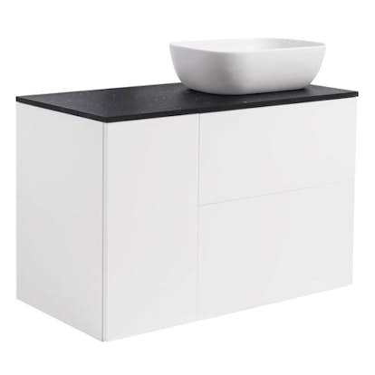 Tvättställsskåp Alterna Isella Tvättkorg med Bänkskiva Kvartskomposit och Rektangulärt Tvättställ