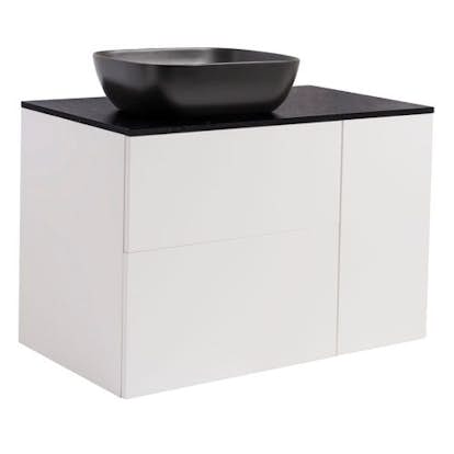 Tvättställsskåp Alterna Isella Tvättkorg med Bänkskiva Kvartskomposit och Rektangulärt Tvättställ