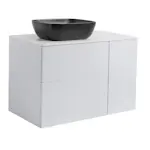 Tvättställsskåp Alterna Isella Tvättkorg med Bänkskiva Kvartskomposit och Rektangulärt Tvättställ