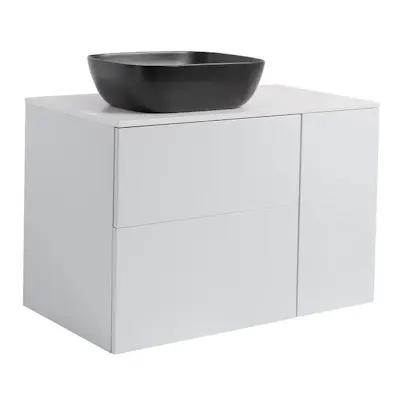 Tvättställsskåp Alterna Isella Tvättkorg med Bänkskiva Kvartskomposit och Rektangulärt Tvättställ