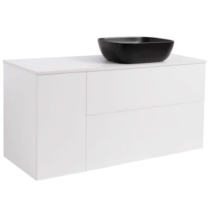 Tvättställsskåp Alterna Isella Tvättkorg med Bänkskiva Kvartskomposit och Rektangulärt Tvättställ