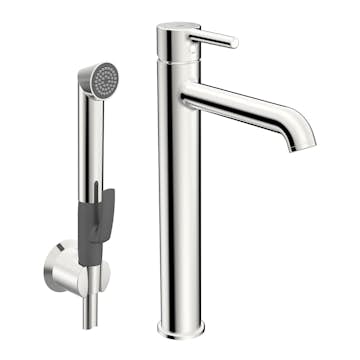 Tvättställsblandare Oras Optima Style 2602FH Hög med Självstängande Handdusch