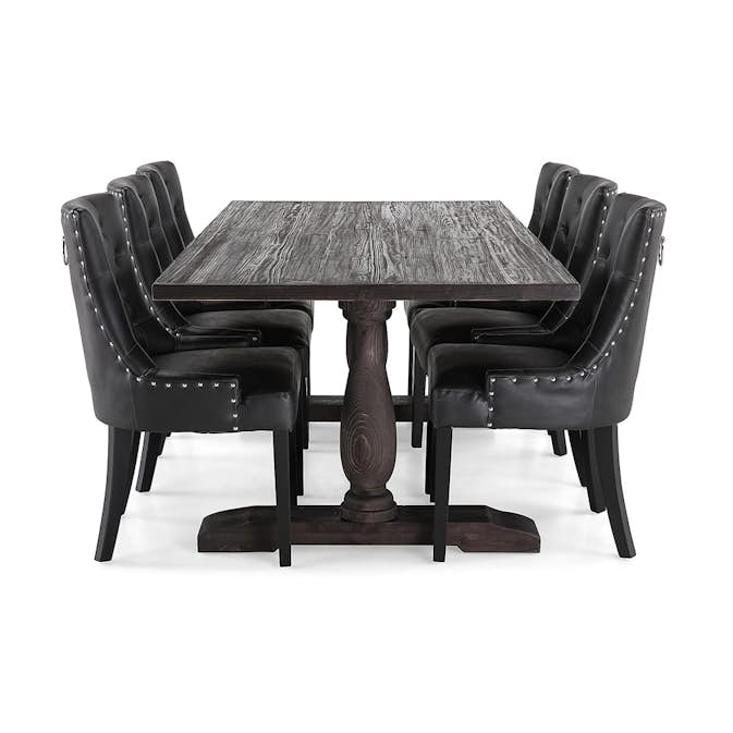 Matgrupp Manor House Dijon Rektangulärt Matbord & 6 Tuva Stolar Gran/Alm