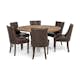 Matgrupp Manor House Lyon Runt Matbord Ø150 cm & 6 Tuva Stolar Trä/Brun Almträ