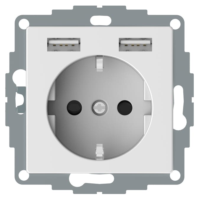 Vägguttag Schneider Electric Exxact 2xUSB