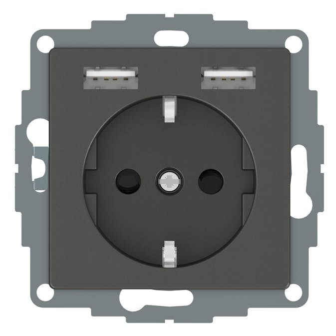Vägguttag Schneider Electric Exxact 2xUSB