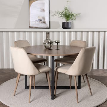 Matgrupp Venture Home Durango Ø120 cm med 4 st Night stolar