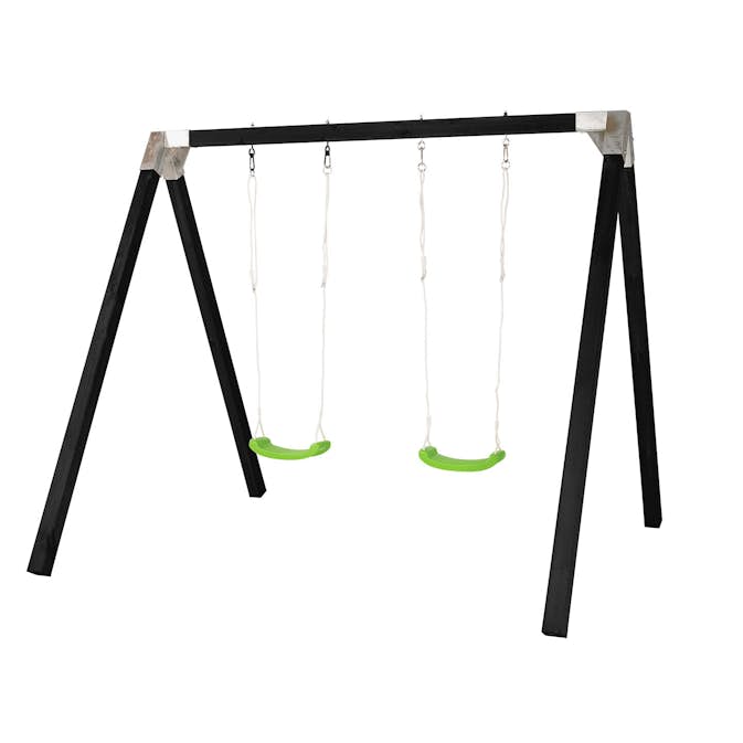Gungställning PLUS Svart med 2 Gröna Gungsitar