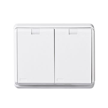 Vägguttag Elko 2-vägs RS Renvit IP44