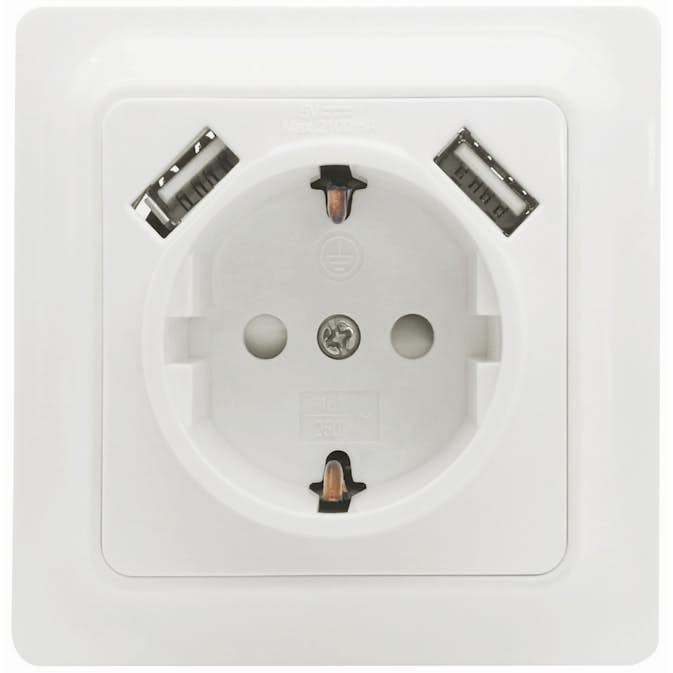 Vägguttag Malmbergs Gamma 1-Väg + 2Xusb med Skruvanslutning