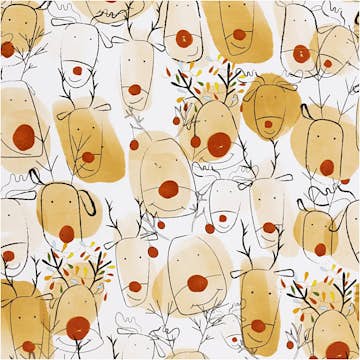 Presentpapper Creativ Company , beige, röd, Renar, B: 50 cm, 80 g, 100 m/ 1 rl.