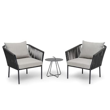 Caféset Hillerstorp Sandholma med 2 st Lersund Trädgårdsfåtöljer