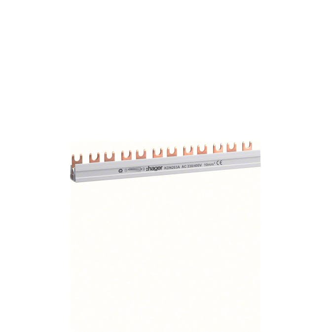 Fasskena Hager 2-polig 10 mm2 12 moduler för QuickConnect och Skruvanslutning