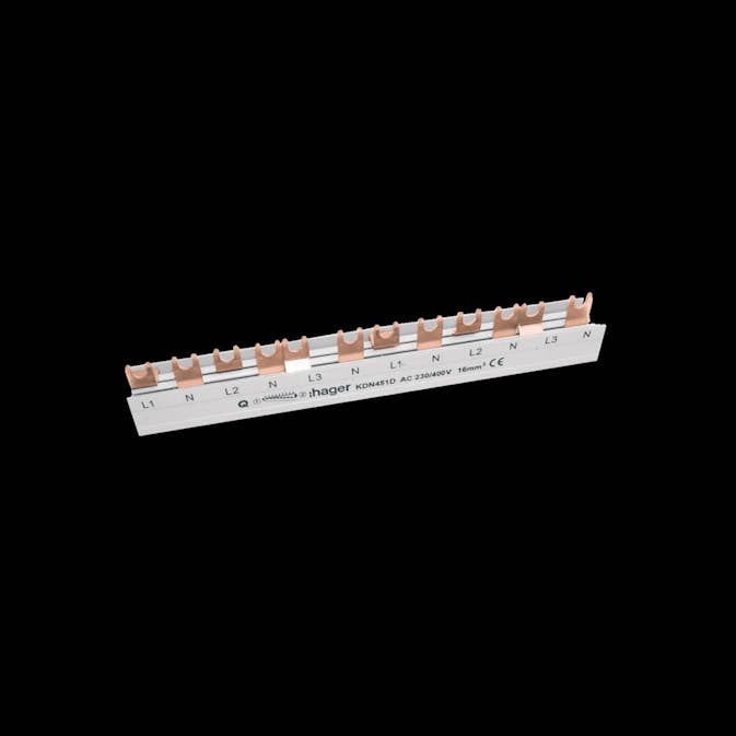 Fasskena Hager 4-polig 16 mm2 12 Moduler för 6 st PSA L1+N L2+N L3+N