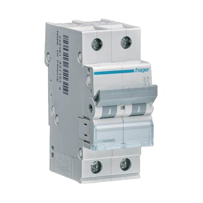 Dvärgbrytare Hager Skruvanslutning 2-polig med C-karakteristik Brytförmåga 6 kA