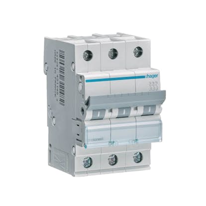 Dvärgbrytare Hager Skruvanslutning 3-polig med C-karakteristik Brytförmåga 6 kA
