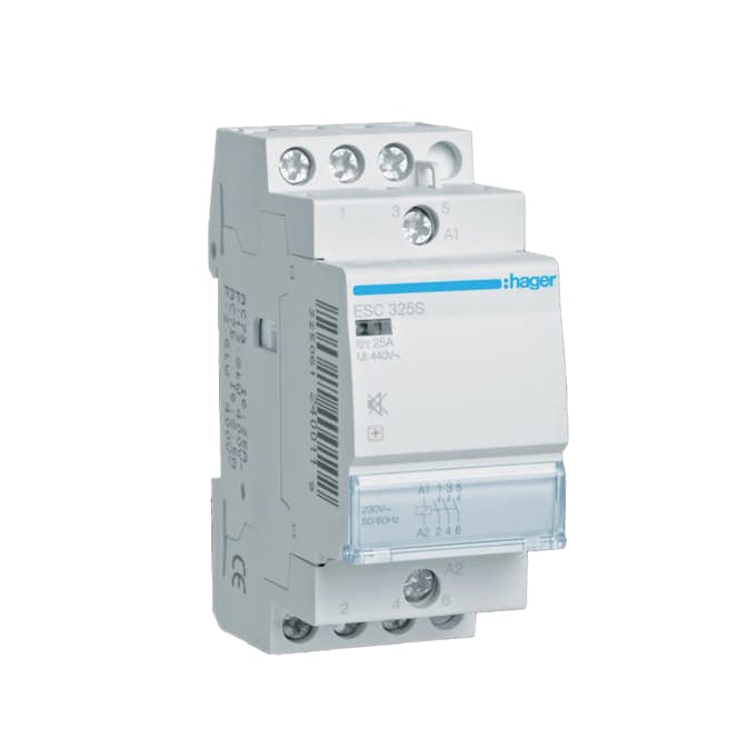 Kontaktor Hager Brumfri 2 Moduler 25 A AC-7a Spole 230 V AC