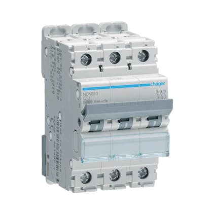 Dvärgbrytare Hager 3-polig med C-karakteristik Brytförmåga 10 kA