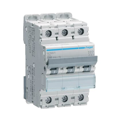 Dvärgbrytare Hager 3-polig med C-karakteristik Brytförmåga 10 kA