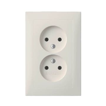 Vägguttag Hager 2-vägs Ojordad Insats med Klor Snabbanslutning S.1 Vit RAL 9010