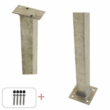 Stålstolpe PLUS Med Fot inkl. Stolpskydd/Bultar 4,5x4,5 cm Svart