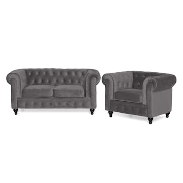 Soffgrupp Manor House Chesterfield Lyx 2-sits med Fåtölj