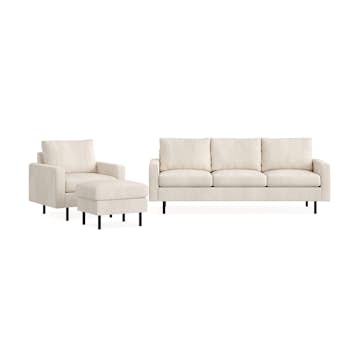 Soffgrupp Scandinavian Choice Peppe 3-sits med Fåtölj och Fotpall