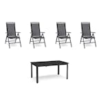 Matgrupp Utomhus Hillerstorp Nydala 4st Positionsfåtöljer med Förläningsbart Trädgårdsbord 90x150-200 cm