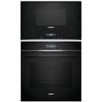 Ugn och Mikro Siemens iQ700 HB772A1B1 + BF722L1B1 Med Pyrolys och TouchControl Svart