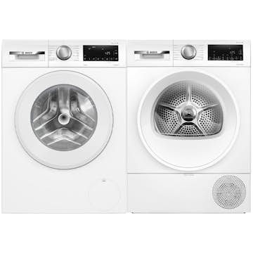 Tvättmaskin och Torktumlare BOSCH Serie 6 WGG254ZASN + WQG2420ASN Vit