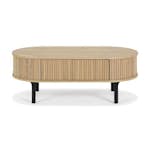 Soffbord In Living Noira Naturfärgad Ovalt Vardagsrumsbord med Förvaring 118cm