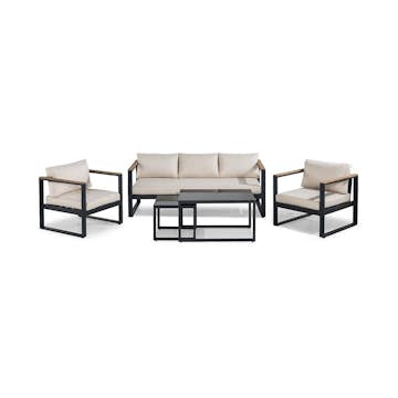 Loungegrupp deNoord Aspvik Soffgrupp Svart med Beige dynor