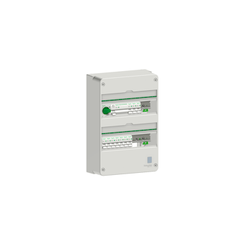 Normcentral Schneider Electric Förmonterad 1 kapsling, 3P huvudbrytare, 4P JFB, 10x1P MCB 10 och 16A, 2 faskenor, 1 bygling