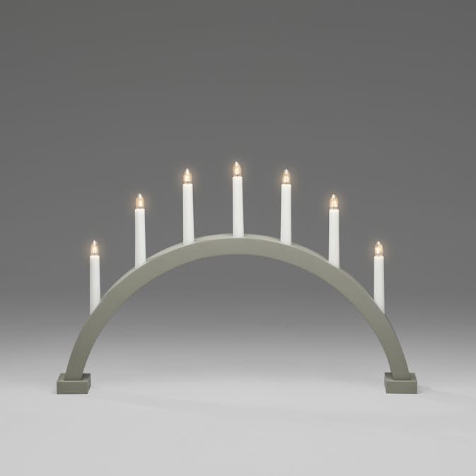 Adventsljusstake Gnosjö Konstsmide Båge 7 Ljusgrå/Grön