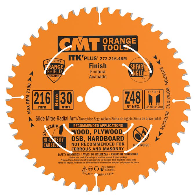 Sågklinga CMT Orange Tools ITK-Plus Kapning 216x1,8x30 T48 W Neg