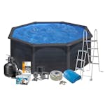 Poolpaket Swim & Fun Pool Basic 132 Rund Svart Grafit