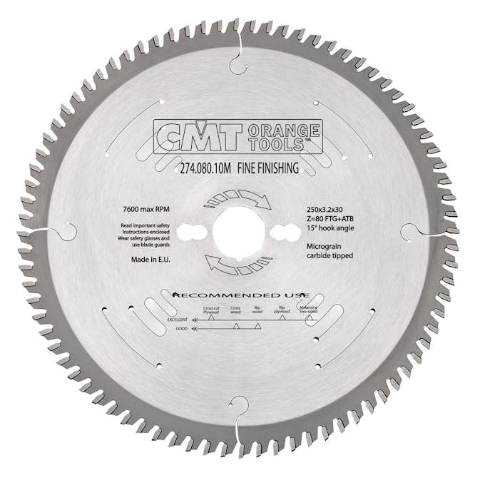 Sågklinga CMT Orange Tools fintandad 250x3,2x30 T80 TFW