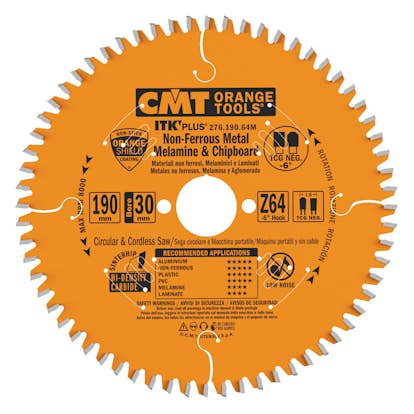 Sågklinga CMT Orange Tools fintandad NE Neg Alu/Plast