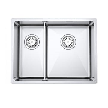 Diskho DecoSteel DI-ART 2033 Rostfri Dubbel med Korgventil & Vattenlås