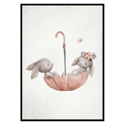 Poster Gallerix Watercolor Rabbit Friends