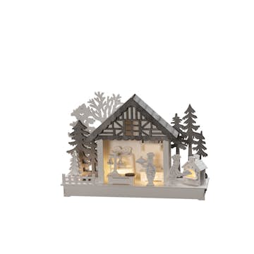 Julby Gnosjö Konstsmide Motiv Hus Trä 4 LED