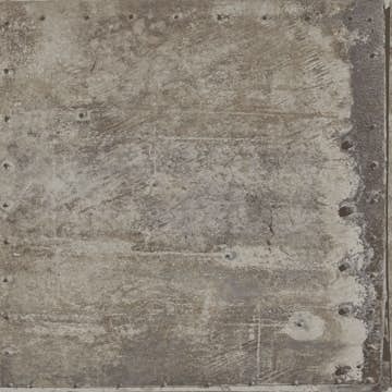 Tapet Origin Stora Slitna Rostiga Metallplåtar med Nitar IndustriGrå