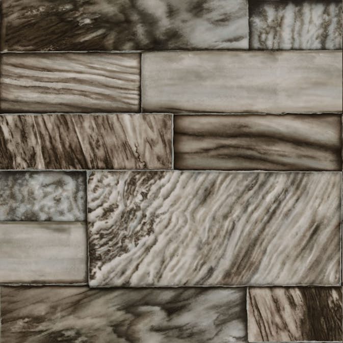 Tapet Origin Vägg Av Marmorplattor i Olika Storlek Brun