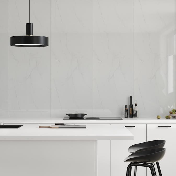 Stänkskyddsskiva Fibo 3487-M10 HG Bright Marble 10x620x2400 mm