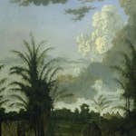 Fototapet Origin Tropiskt Landskap Grön Blå/Senapsgrön