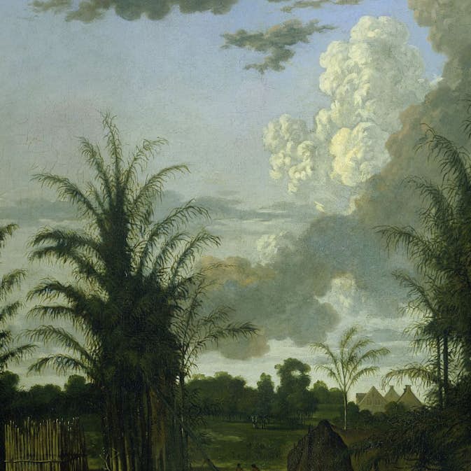 Fototapet Origin Tropiskt Landskap Grön Blå/Senapsgrön